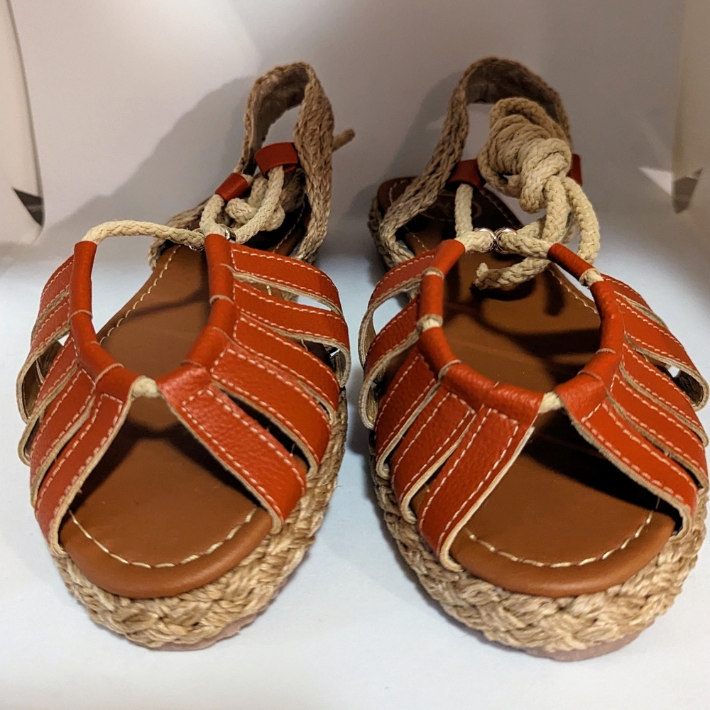 Women's Orange Braided Sandals